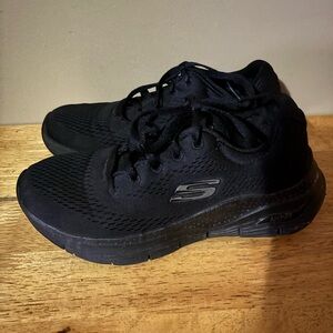 Skechers Women’s Black Lace-Up Athletic Sneakers